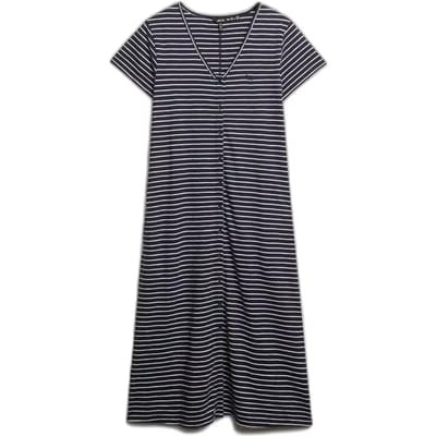 Superdry - Jersey midi-jurk met korte mouwen en knoopsluiting - Dames - Jurken