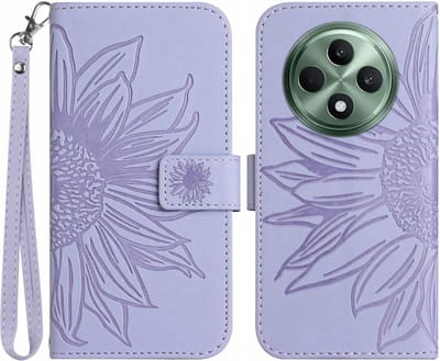 Coverup Hoesje - Geschikt voor OPPO Reno12 F 5G Hoesje - Coverup Zonnebloem Book Case met Koord - Lavendel