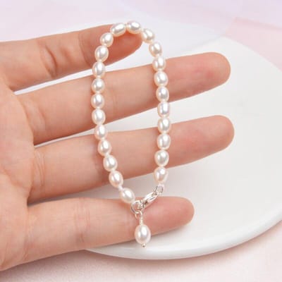 Natuurlijke zoetwaterparel sieraden sieraden meisjes schattig cadeau met kinderarmband echte mini 17.5cm wit