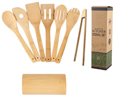 LuxeBass Bamboe Spatelset Keukenset Kookgerei Keukengerei 8 delige Set - LB654