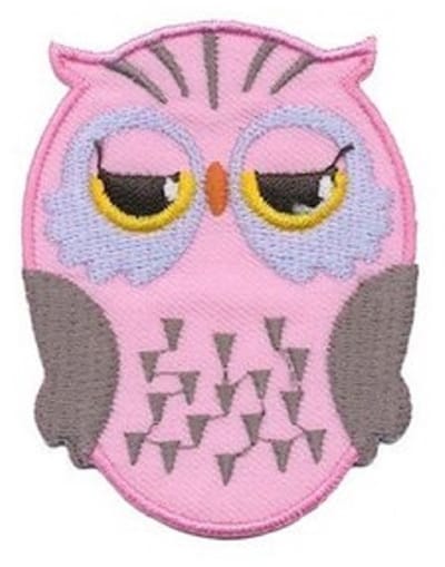Strijkembleem - Patch - Uil pastel roze - 5,5 x 7 cm