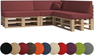 Chilly Pilley Pallet Cushion Garden Cushion Indoor Outdoor Washable Removable Seat Cushion Back Cushion (Set Of 8, Dark Red)