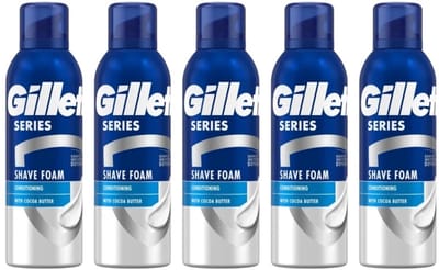Gillette Series Scheerschuim - Met Cacaoboter - 5 x 250 ml - Voordeelverpakking
