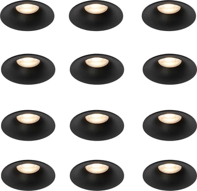QAZQA gijs - Moderne Inbouwspot - 12 stuks - Ø 9.5 cm - Zwart - Woonkamer | Slaapkamer | Keuken