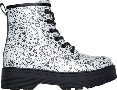 Skechers Gravlen Hi - Doodle Down Meisjes Laarzen - Zilver