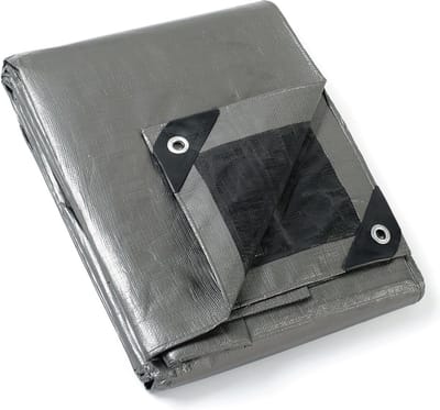 Afdekzeil, met ogen, waterdicht, 4 m x 4 m, grijs/zwart, zeildoek, 160 g/m², beschermend zeil, multifunctioneel zeil, scheurvast, uv-gestabiliseerd, schimmelbestendig