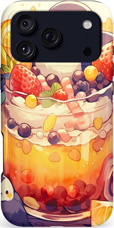 Casetastic hoesje geschikt voor Apple iPhone 17 Pro Max - MagSafe - Dubbellaagse bescherming - Pinguïn Cocktail - Fashion Case - Crème Perzik Goud Koraal