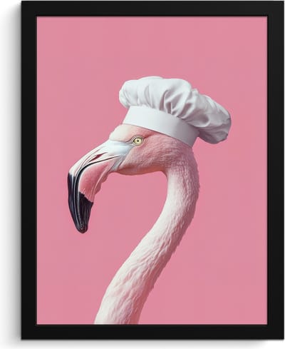 Fotolijst inclusief poster - Posterlijst 30x40 cm - Posters - Flamingo - Roze - Koksmuts - Vogel - Foto in lijst - Keuken decoratie muur - Wanddecoratie accessoires - Muurdecoratie - Schilderijen