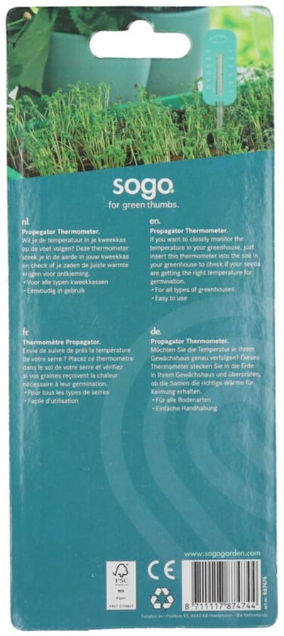 SOGO Kweekkas Thermometer 22cm - Kweekkas meten - Moestuin - binnen kweken