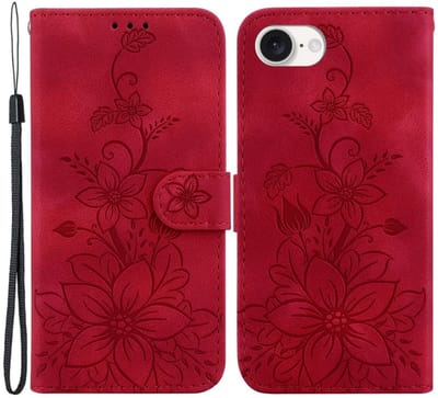 Coverup Hoesje - Geschikt voor iPhone 16e / 17e Hoesje - Coverup Bloemen Book Case - Rood