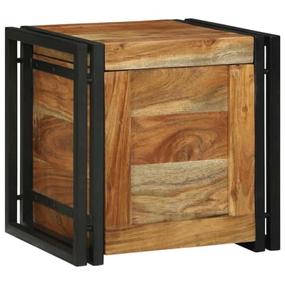 vidaXL - Opbergbox - Bruin - en - Zwart - 40 - x - 40 - x - 40 - cm - Massief - Acacia - Hout