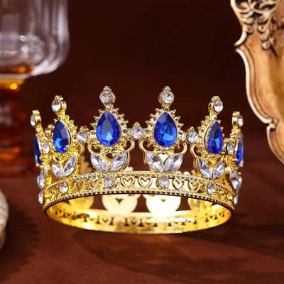 Barokke Ronde Kroon in Europese Stijl Legering Hoofddeksel Verjaardagskroon Coming of Age Ceremonie Hoofddeksel Koningin brown