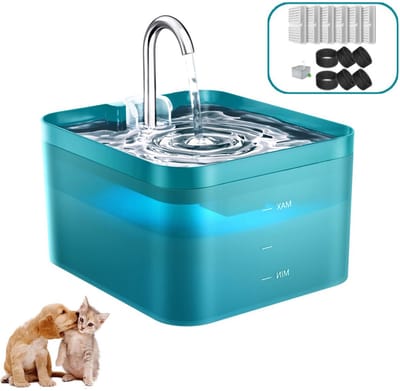 PAWPOLL® Drinkfontein Kat en Hond - Waterfontein voor Kat of Hond - Automatisch Waterdispenser - 2,2 L - Kattenfontein - Inclusief 1 filters en 1 Sponzen - Fluisterstil - Groen