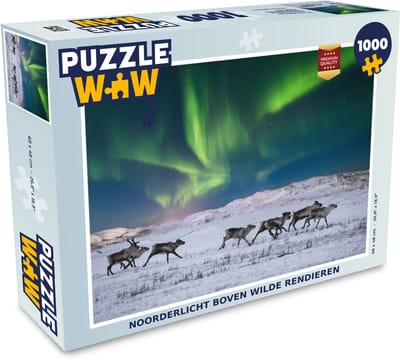 Puzzel Noorderlicht boven wilde rendieren - Legpuzzel - Puzzel 1000 stukjes volwassenen