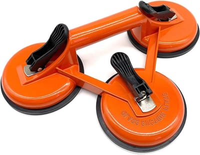 Vacuüm Glaslifter - Zuignap Hefdrager - Gladde Oppervlakken Verplaatsen - Drievoudige Zuignap - 120kg Horizontaal - Zilver