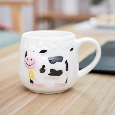 Keramische Cartoon Dier Melk Mok Leuke Koe Koffiekop Creatieve Thuis Melk Thee Kop Kantoor Thee Kop Kinderen Vakantie Cadeau Mokken 414ml white