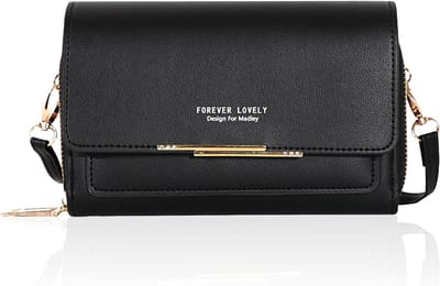 Allecto - Schoudertas - Leren tas - Dames - Mobiel - Creditcardhouder - Zwart - Handtas - Geschikt voor alle gelegenheden - Stijlvol - Praktisch