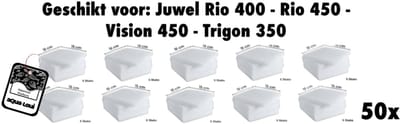 Aqua-Loui® - Filterwatten XL – 50 Stuks - Geschikt voor Juwel Bioflow 8.0 – 15 x 15 cm - Voor Rio 400/450, Vision 450 & Trigon 350 - Aquarium Filterwatten