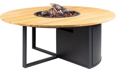 Cosi Fires - Cosiloft Rond Black / Teak 120 cm - Vuurtafels - Hout - BruinZwart