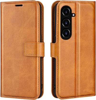 Coverup Hoesje - Geschikt voor Samsung Galaxy S23 FE Hoesje - Coverup Deluxe Book Case - Bruin