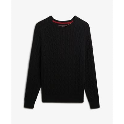 Superdry Slouchy Kabeltrui Black Grootte: 44