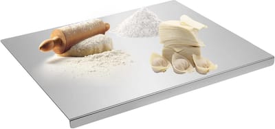 Roestvrijstalen Snijplank met Achteropstaande Opstaande Rand 40×30cm | Geborsteld Keukenblad Beschermer en Hygiënische Snijondergrond voor Aanrecht, Vlek- en Geurafstotend