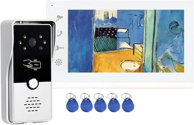 Video Deurtelefoon Intercom - Buitencamera Monitor - Huis Beveiliging - RFID Ontgrendeling - 7 Inch Scherm - Wit