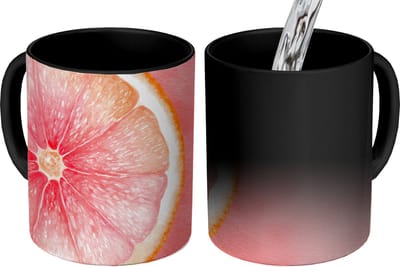 Magische Mok - Foto op Warmte Mokken - Koffiemok - Grapefruit - Roze - Levendig - Magic Mok - Beker - 350 ML - Theemok