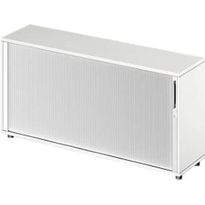 Schäfer Shop Genius Roldeurkast met dwarse roldeur TETRIS WOOD, 2 ordnerhoogten, B 1600 mm, hoogte incl. glijders, wit