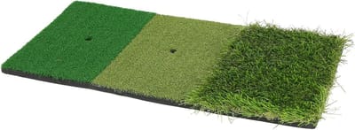 Allecto Plus - Golf oefenmat voor binnen en buiten met 3-in-1 golfmat - 3 kleuren golfslagmat voor chipping en putting training - lang en kort - Verbeter je golfspel!
