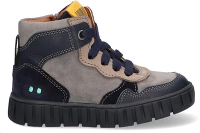 BunniesJR 222660-520 Jongens Hoge Sneakers - Blauw/Grijs - Leer - Veters