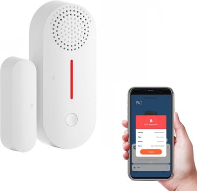 Draadloos Slim WLAN Deuralarm met App, Lichtalarm, Timer en Afstandsbediening voor Huisalarmsystemen