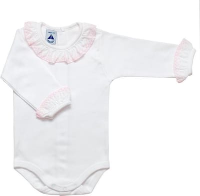 Babidu rompertje met kraag - roze broderie, maat 80
