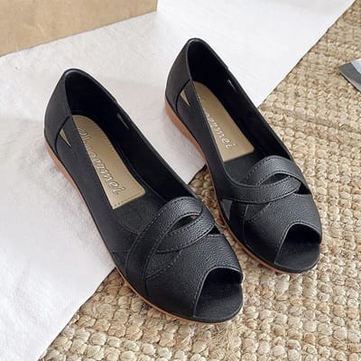 Sandales d'été pour femmes, chaussures plates à bout ouvert, antidérapantes, semelles souples et confortables 37 black