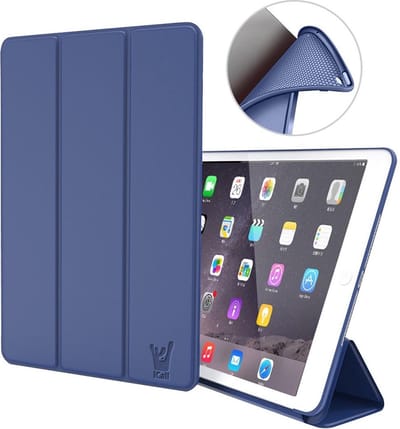 Hoes geschikt voor iPad 2017 / 2018 9.7 inch - Trifold Book Case Kunstleer Tablet Hoesje Blauw