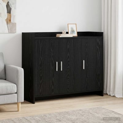 vidaXL - Dressoir - Zwart - eiken - 98,5 - x - 33 - x - 80 - cm - Bewerkt - hout