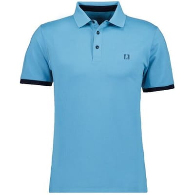 Ragman Polo Uni Color Piqué Dry Fit Finish Blauw Melange / male