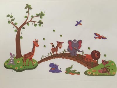 Muursticker Kinderkamer - Dieren - Jungle - Slaapkamer Kinderen - Olifant - Giraf - nr 778