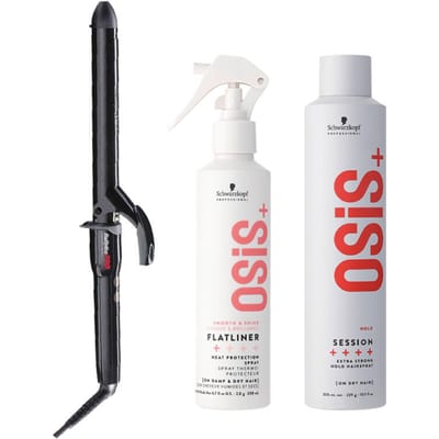 Babyliss PRO Krultang extra lang 25mm + Schwarzkopf OSiS+ Flatliner 200ml + OSiS+ Session Hairspray 500ml