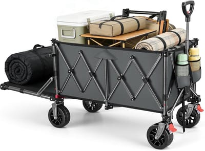 Opvouwbare Bolderkar - Strandwagen Tuinwagen - Vervoeren van spullen - 4-weg vouwsysteem - 150 kg draagvermogen - Zwart