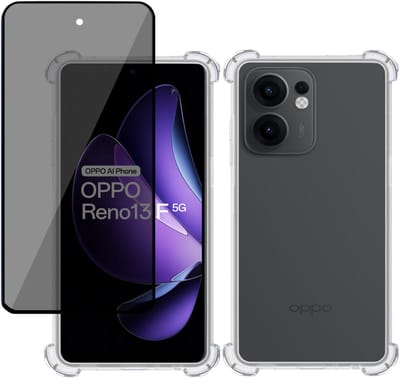 TechNow Hoesje + Privé Screenprotector geschikt voor OPPO Reno 13 F / FS – Privacy Tempered Glass - Case Transparant