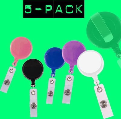 Akyol - Badgehouder met trekkoord | 5 stuks | Random kleuren | Intrekbare Badge | Id-kaart Badge houder |