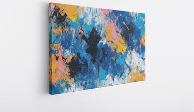 Saammp Canvas Schilderij - Kleurrijke verfspetters - Abstract - 30x20 - Foto op canvas - Wanddecoratie - Muurdecoratie Woonkamer - Slaapkamer decoratie - Canvas Print