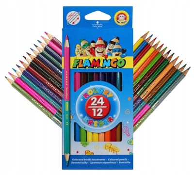 Flamingo Serie - Dubbelzijdige Kleurpotloden - 24 Kleuren - Zeskantig - Voor Kinderen