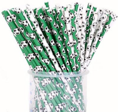50 stuks papieren rietjes voetbal