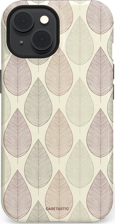 Casetastic hoesje geschikt voor Apple iPhone 15 - MagSafe - Dubbellaagse bescherming - Botanisch retro bladeren dans - Fashion Case - Crème