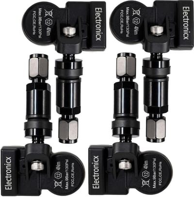 4 x TPMS bandenspanningssensoren met metalen ventiel voor 433Mhz systemen