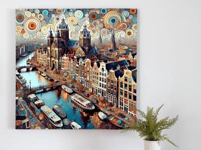 Abstract amsterdam schilderij | Amsterdams Abstracte Kunst in Woorden: Briljante Ontdekkingen en Inspiratie | Kunst - 80x80 centimeter op Forex | Foto op Forex