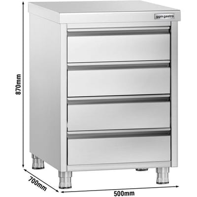 GGM Gastro Schubladenschrank PREMIUM mit 4 Schubladen - 500x700mm Zilver