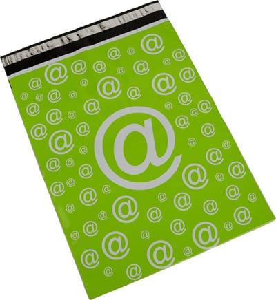 20 stuks | Verzendzakken | GROEN "@" | 350 x 445 mm | 70 micron (webshop)